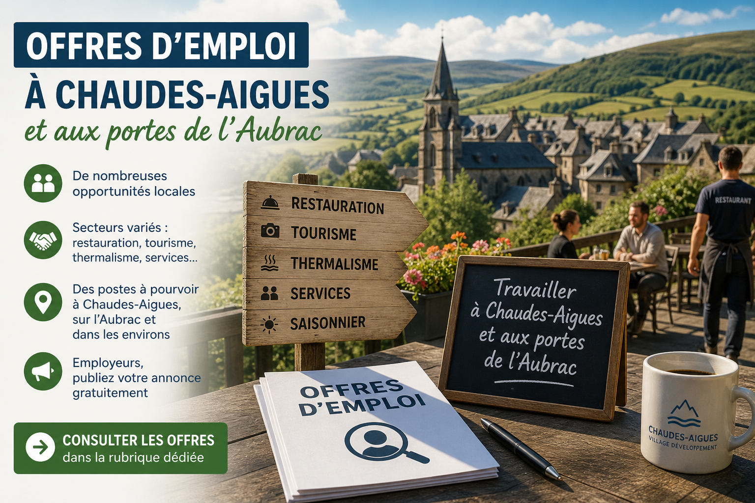 offres emploi Chaudes-Aigues Aubrac restauration tourisme travail saisonnier