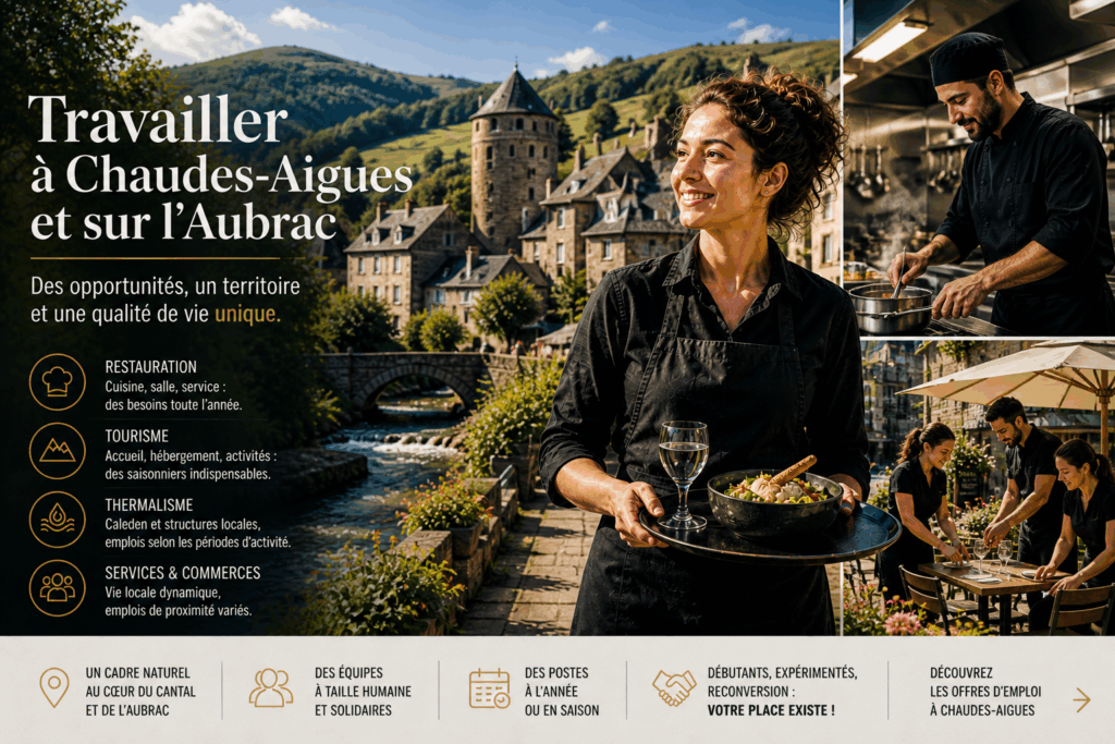 où travailler à Chaudes-Aigues Aubrac emploi restauration tourisme services territoire