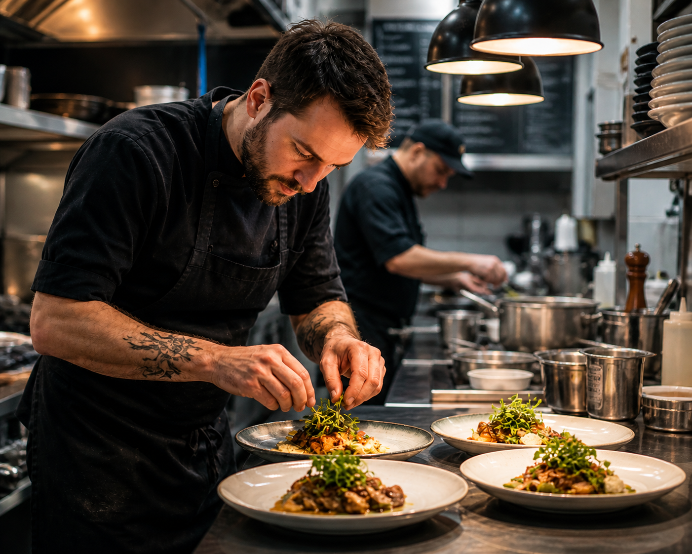 recrutement en restauration à Chaudes-Aigues cuisinier en service dressage assiette