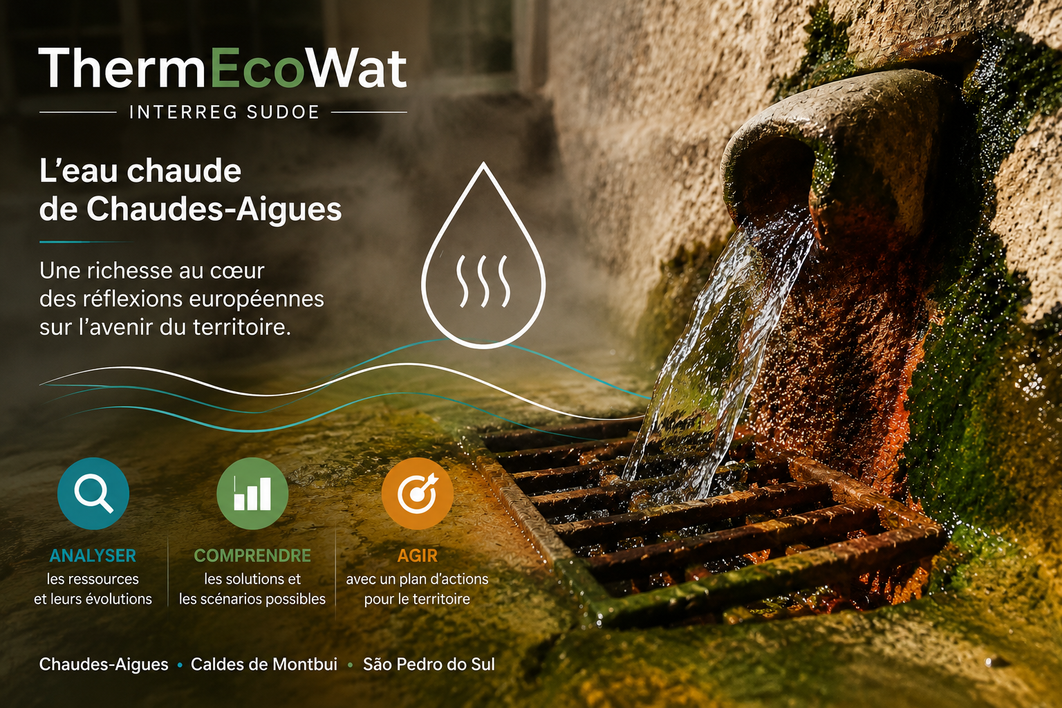 Source du Par à Chaudes-Aigues illustrant le programme ThermEcoWat et les réflexions européennes sur la préservation, la valorisation énergétique et l’avenir des ressources thermales.