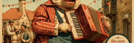 Affiche du bal musette à Chaudes-Aigues organisé chez Gourmet & Glouton dans le cadre des Terrasses Musicales 2026, le jeudi 30 juillet à 20 heures.